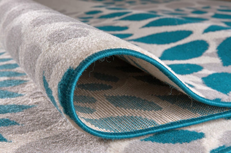 Rugshop Modern Blue Floral Circles Design Area Rug â€“ Elegant Non-Shedding, 3'1" x 5' for Living Room, Bedroom, Dining Room, Kitchen - Image 3
